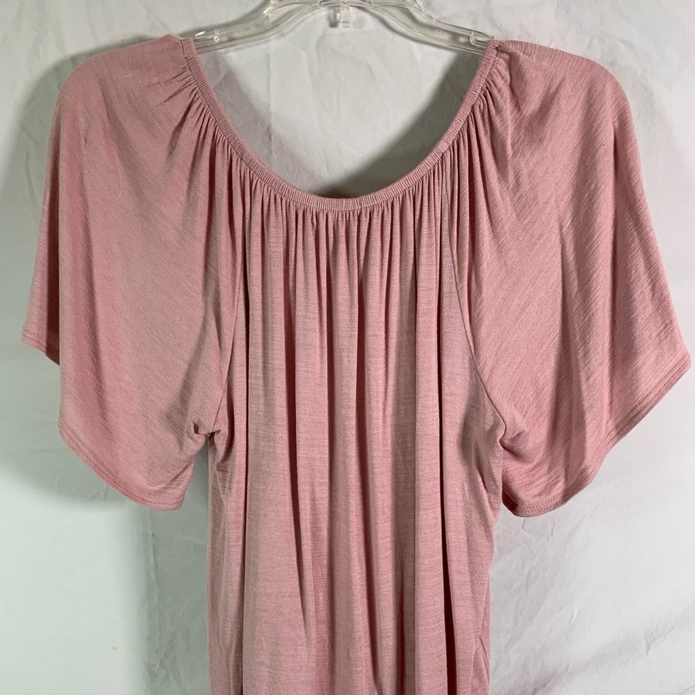Pink off the shoulder blouse with a knot
